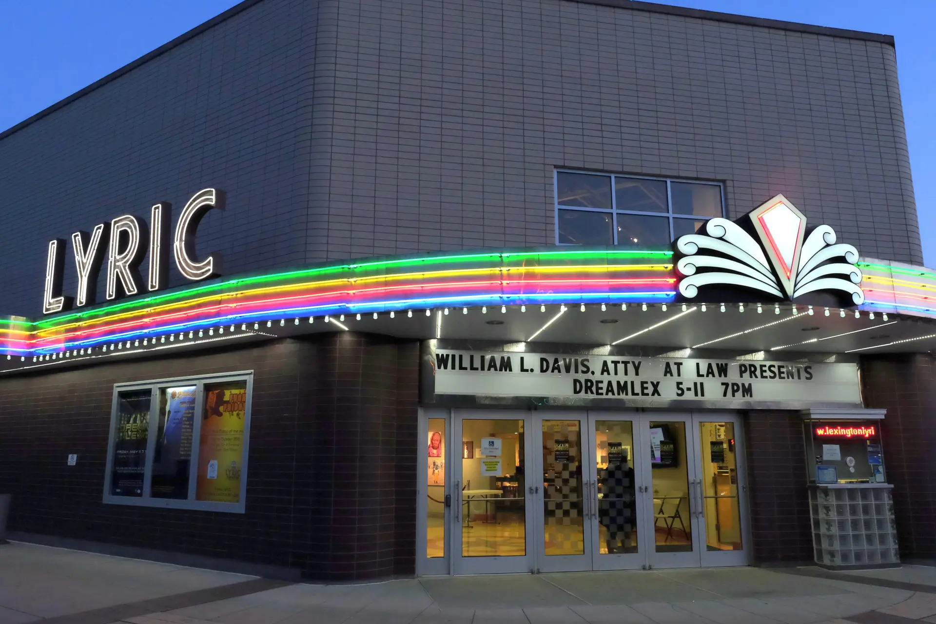 The Lyric Theatre’s illuminated marquee and entrance